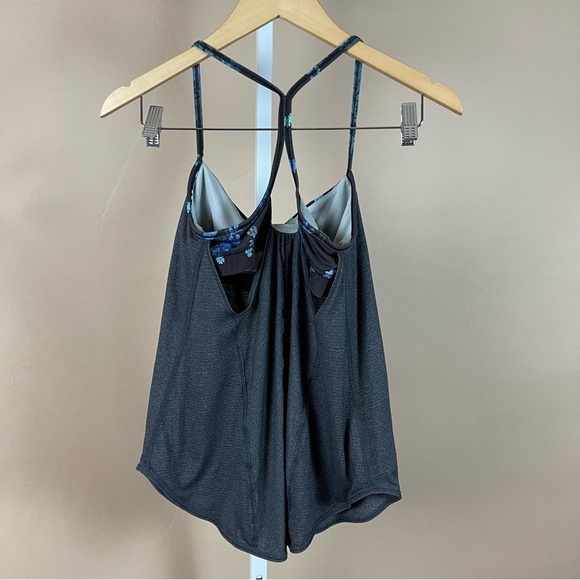 Lululemon Size 8 Roll Out Tank Heathered Black Petal Pop Yoga Flowy Boho Floral - Picture 5 of 11